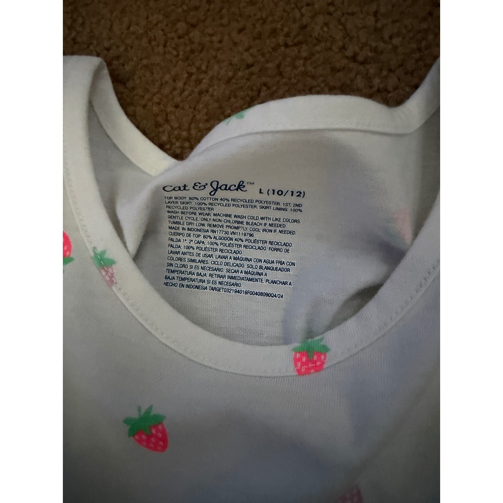Cat & Jack Girls Strawberry Print Tutu Dress Pink Tiered Tulle Skirt L 10/12 - Picture 4 of 5